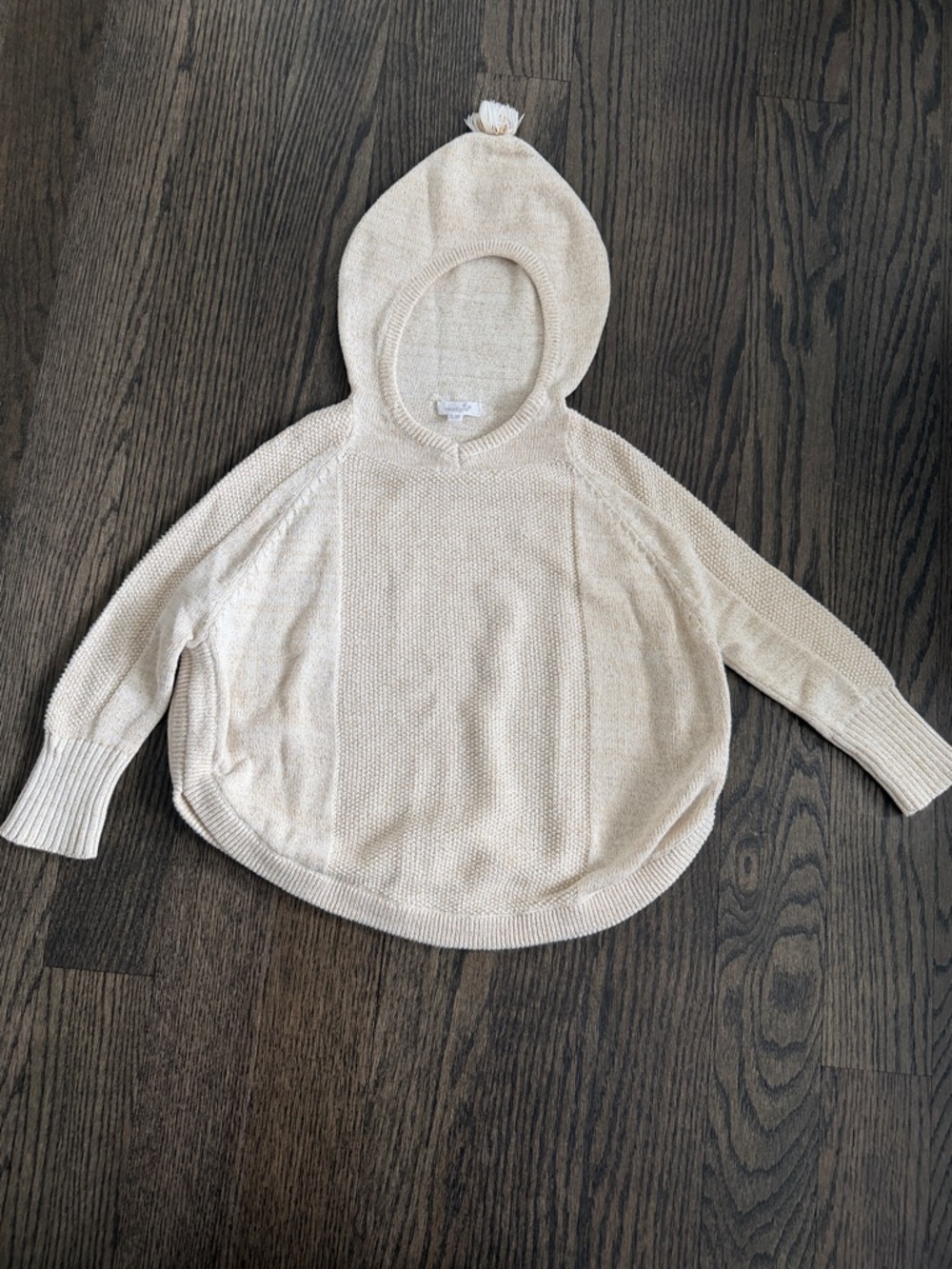 Girls Mud Pie Cream / Gold Knit Hooded Pullover Sweater - size 24M- 2T / 3T